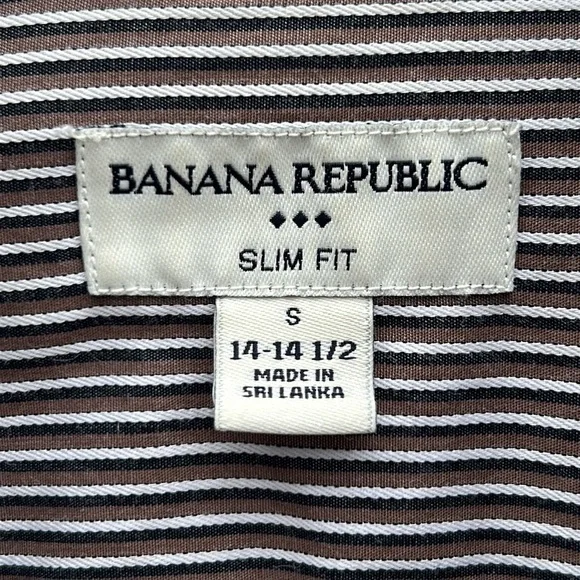 Banana Republic Brown Striped Slim Fit Shirt Size Small 14-14.5 - Picture 3 of 7